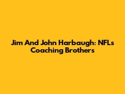 Jim And John Harbaugh: NFL's Coaching Brothers
