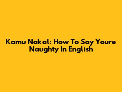 Kamu Nakal: How To Say 'You're Naughty' In English