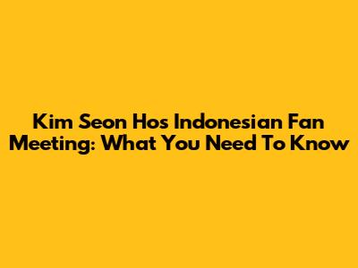 Kim Seon Ho's Indonesian Fan Meeting: What You Need To Know