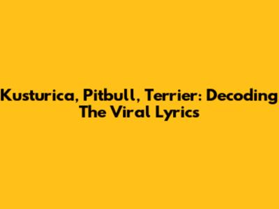 Kusturica, Pitbull, Terrier: Decoding The Viral Lyrics
