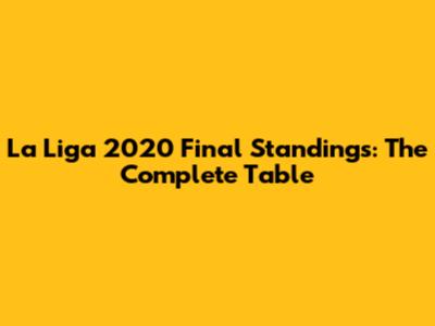 La Liga 2020 Final Standings: The Complete Table