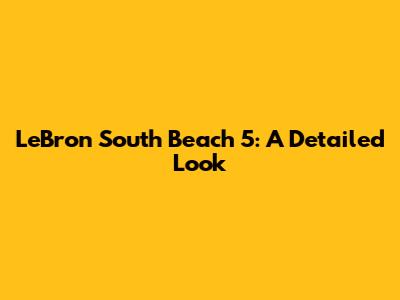 LeBron South Beach 5: A Detailed Look