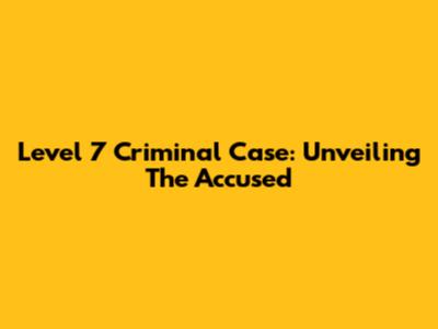 Level 7 Criminal Case: Unveiling The Accused