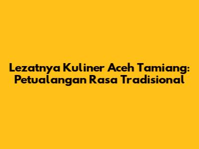 Lezatnya Kuliner Aceh Tamiang: Petualangan Rasa Tradisional