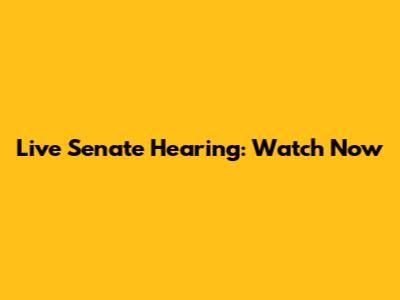 Live Senate Hearing: Watch Now