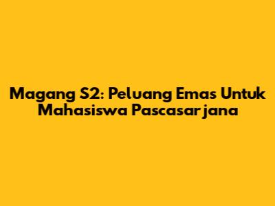 Magang S2: Peluang Emas Untuk Mahasiswa Pascasarjana