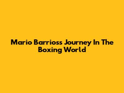 Mario Barrios's Journey In The Boxing World