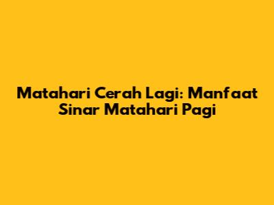 Matahari Cerah Lagi: Manfaat Sinar Matahari Pagi