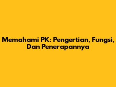 Memahami PK: Pengertian, Fungsi, Dan Penerapannya