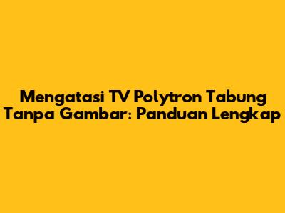 Mengatasi TV Polytron Tabung Tanpa Gambar: Panduan Lengkap