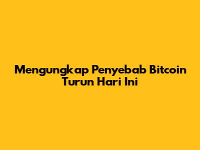Mengungkap Penyebab Bitcoin Turun Hari Ini