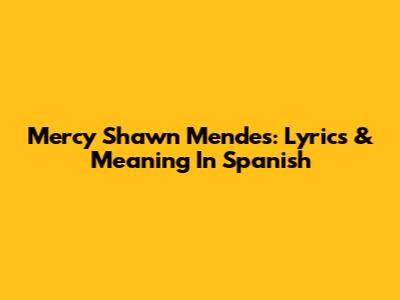 Mercy Shawn Mendes: Lyrics & Meaning In Spanish