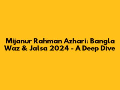 Mijanur Rahman Azhari: Bangla Waz & Jalsa 2024 - A Deep Dive