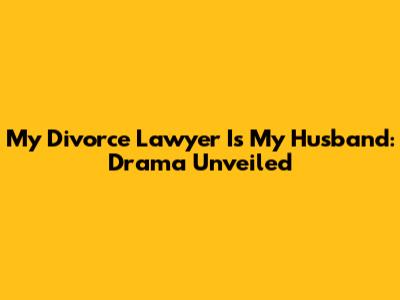My Divorce Lawyer Is My Husband: Drama Unveiled