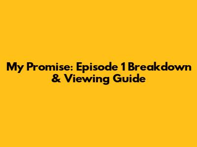 My Promise: Episode 1 Breakdown & Viewing Guide