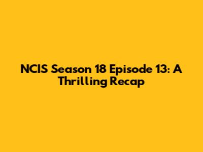 NCIS Season 18 Episode 13: A Thrilling Recap
