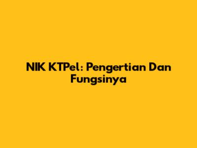 NIK KTPel: Pengertian Dan Fungsinya