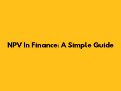 NPV In Finance: A Simple Guide