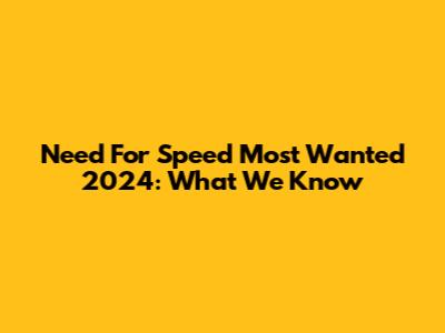 Need For Speed Most Wanted 2024: What We Know