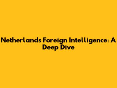 Netherlands' Foreign Intelligence: A Deep Dive