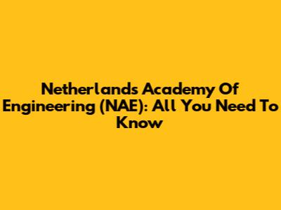 Netherlands Academy Of Engineering (NAE): All You Need To Know
