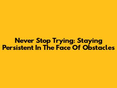 Never Stop Trying: Staying Persistent In The Face Of Obstacles