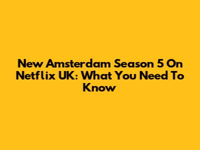 New Amsterdam Season 5 On Netflix UK: What You Need To Know
