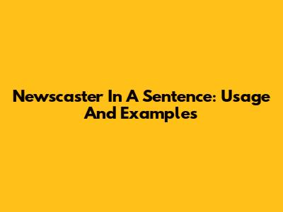 Newscaster In A Sentence: Usage And Examples