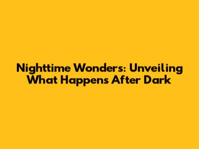 Nighttime Wonders: Unveiling What Happens After Dark