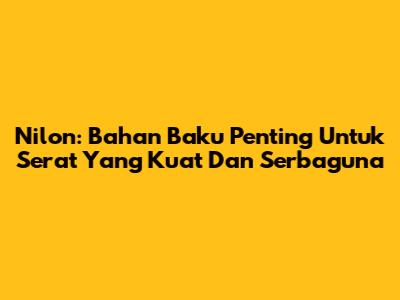 Nilon: Bahan Baku Penting Untuk Serat Yang Kuat Dan Serbaguna