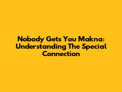 Nobody Gets You Makna: Understanding The Special Connection