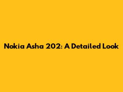 Nokia Asha 202: A Detailed Look