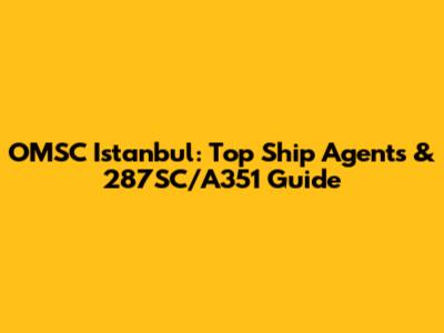 OMSC Istanbul: Top Ship Agents & 287SC/A351 Guide
