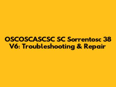 OSCOSCASCSC SC Sorrentosc 38 V6: Troubleshooting & Repair