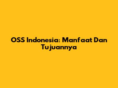 OSS Indonesia: Manfaat Dan Tujuannya