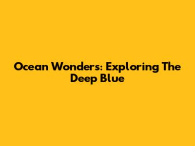 Ocean Wonders: Exploring The Deep Blue