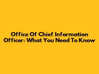 Office Of Chief Information Officer: What You Need To Know