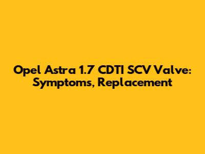 Opel Astra 1.7 CDTI SCV Valve: Symptoms, Replacement
