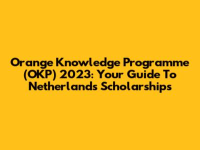 Orange Knowledge Programme (OKP) 2023: Your Guide To Netherlands Scholarships