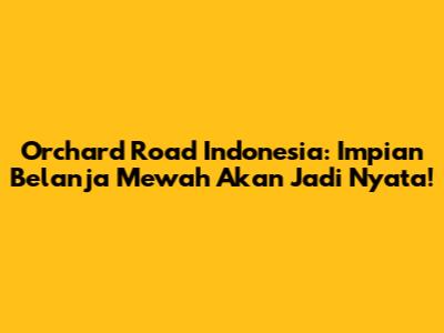 Orchard Road Indonesia: Impian Belanja Mewah Akan Jadi Nyata!