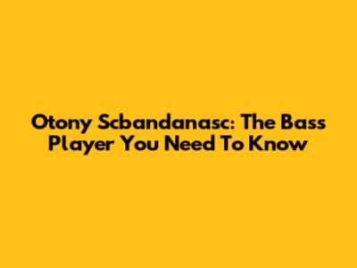 Otony Scbandanasc: The Bass Player You Need To Know
