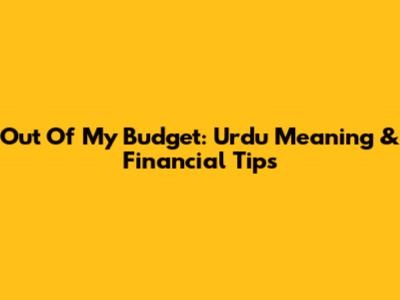 Out Of My Budget: Urdu Meaning & Financial Tips