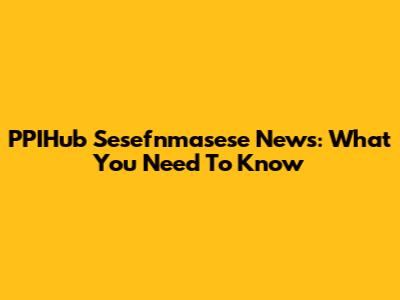 PPIHub Sesefnmasese News: What You Need To Know