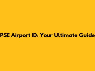 PSE Airport ID: Your Ultimate Guide