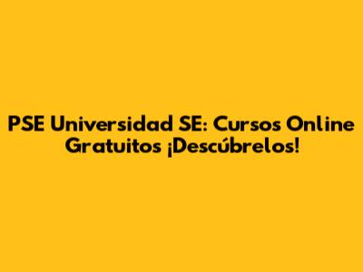 PSE Universidad SE: Cursos Online Gratuitos ¡Descúbrelos!