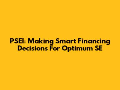 PSEI: Making Smart Financing Decisions For Optimum SE