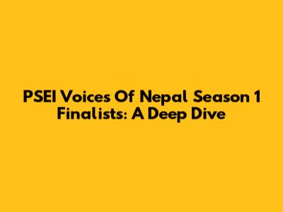 PSEI Voices Of Nepal Season 1 Finalists: A Deep Dive