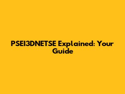 PSEI3DNETSE Explained: Your Guide
