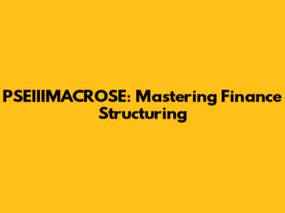 PSEIIIMACROSE: Mastering Finance Structuring