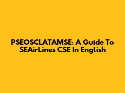PSEOSCLATAMSE: A Guide To SEAirLines CSE In English